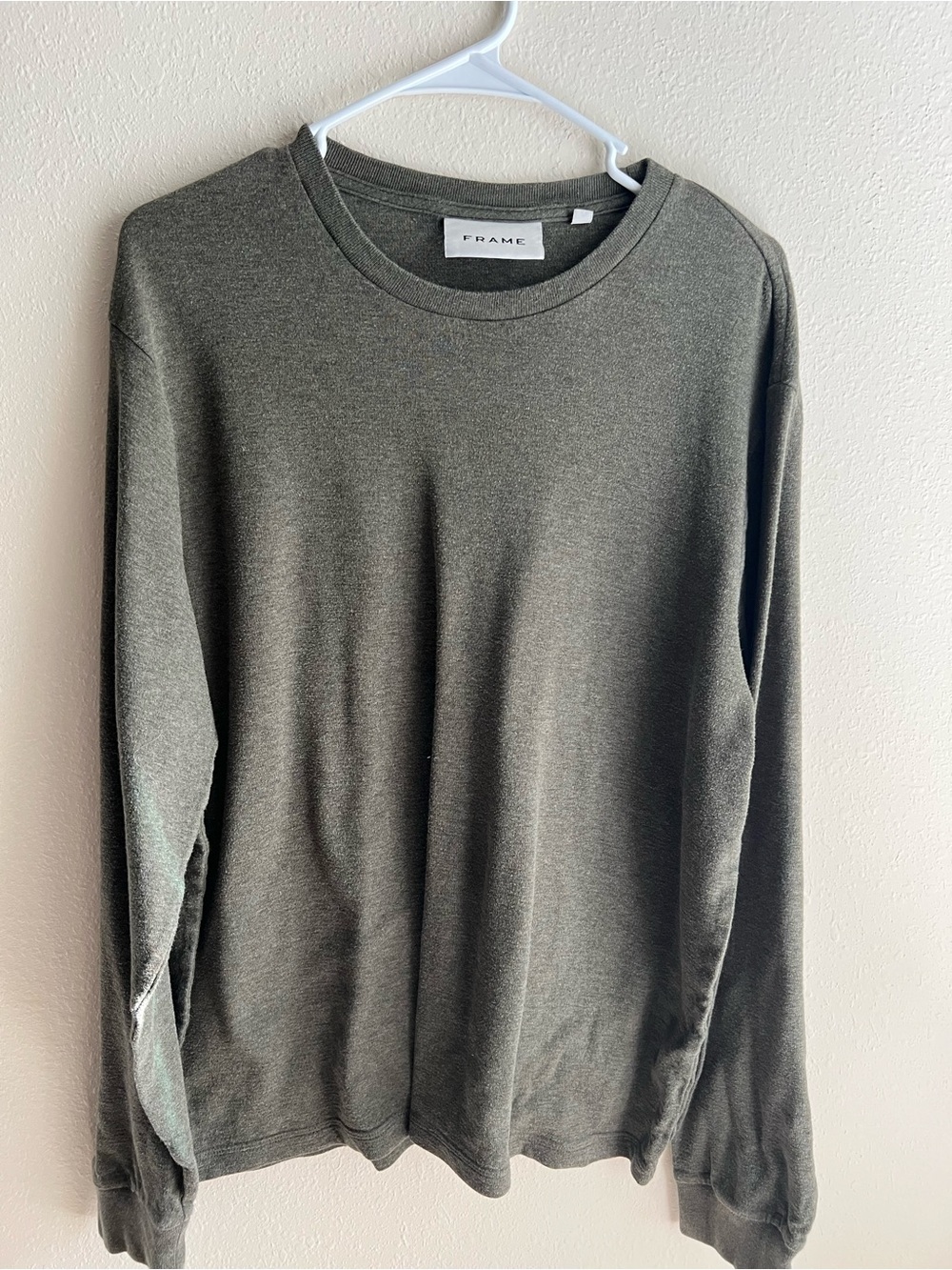 Frame  Men's Long-Sleeve Crewneck Shirt — Olive Green